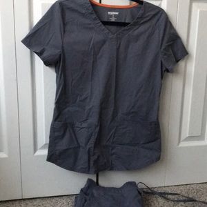Gray scrub top and pants